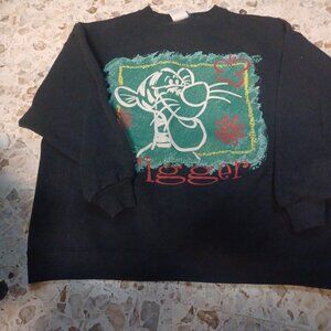 Disney Pooh Tigger Sweat Shirt L/XL Black with Green Tigger